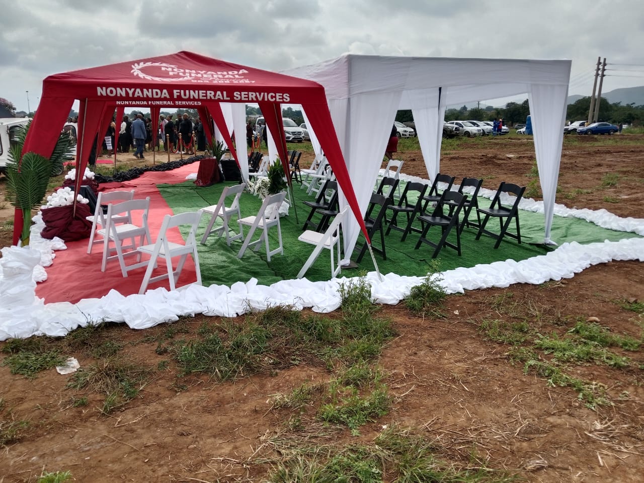 Memorial event tents and chairs